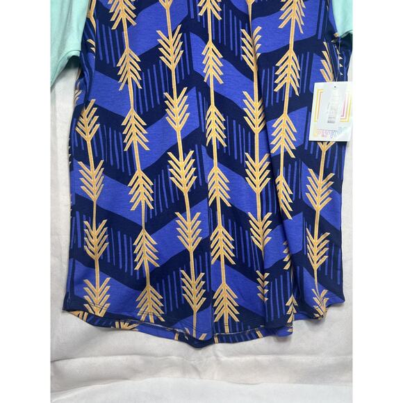 Lularoe Womens XL Arrow Print 3/4 Sleeve Raglan Top Blue Teal Unique Pattern NWT - Picture 5 of 11